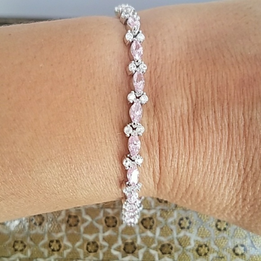 14k Gold plated pink Cubic Zirconia Bracelet!